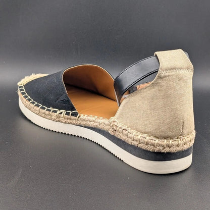 a.n.a Womens Size 9.5M Clara Wedge Sandal Espadrilles w/ Rubber Soles - Black SoleComfort.shoes