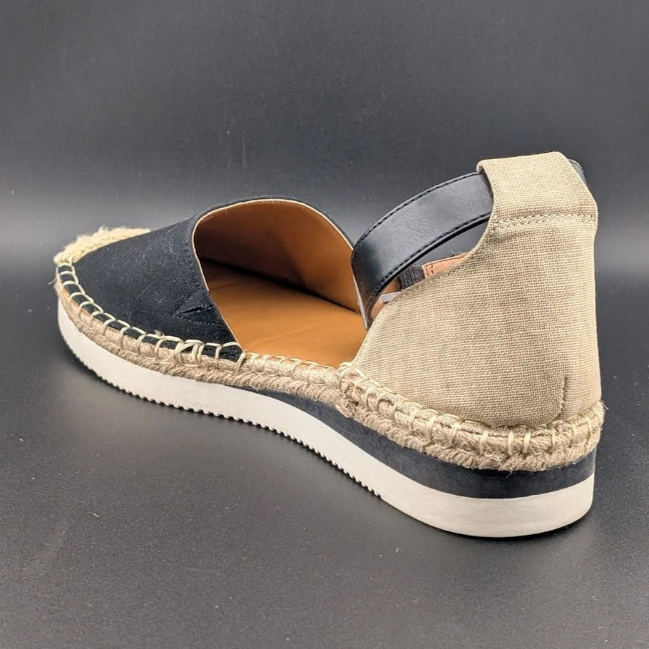 a.n.a Womens Size 9.5M Clara Wedge Sandal Espadrilles w/ Rubber Soles - Black SoleComfort.shoes