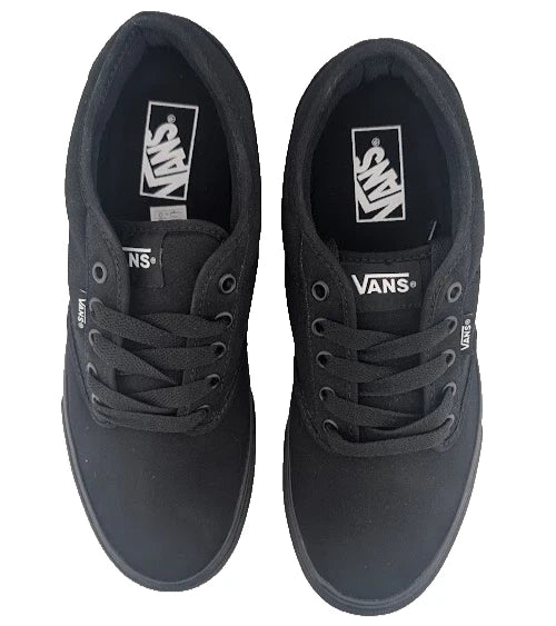 New VANS Men's Size 10 Atwood Canvas Black/ Black Skateboard Sneakers Shoes