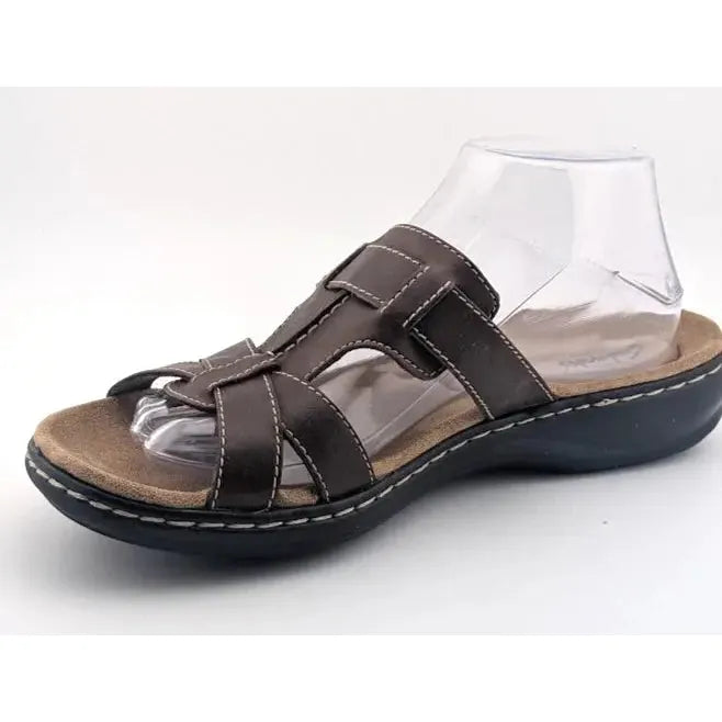 Clarks Collection Ultimate Comfort Sandals Women Size 10M Brown Leather Slides - SoleComfort.shoes
