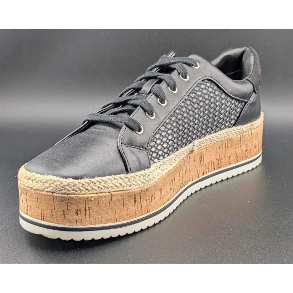 JLO Jennifer Lopez Shoes Womens Laurn Espadrille Sneaker Black Faux Leather SoleComfort.shoes