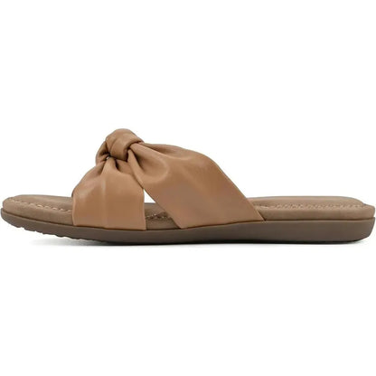 Cliffs By White Mountain Women's Favorite Knotted Slide Sandal 11M, Smooth Tan Cliffs by White Mountain