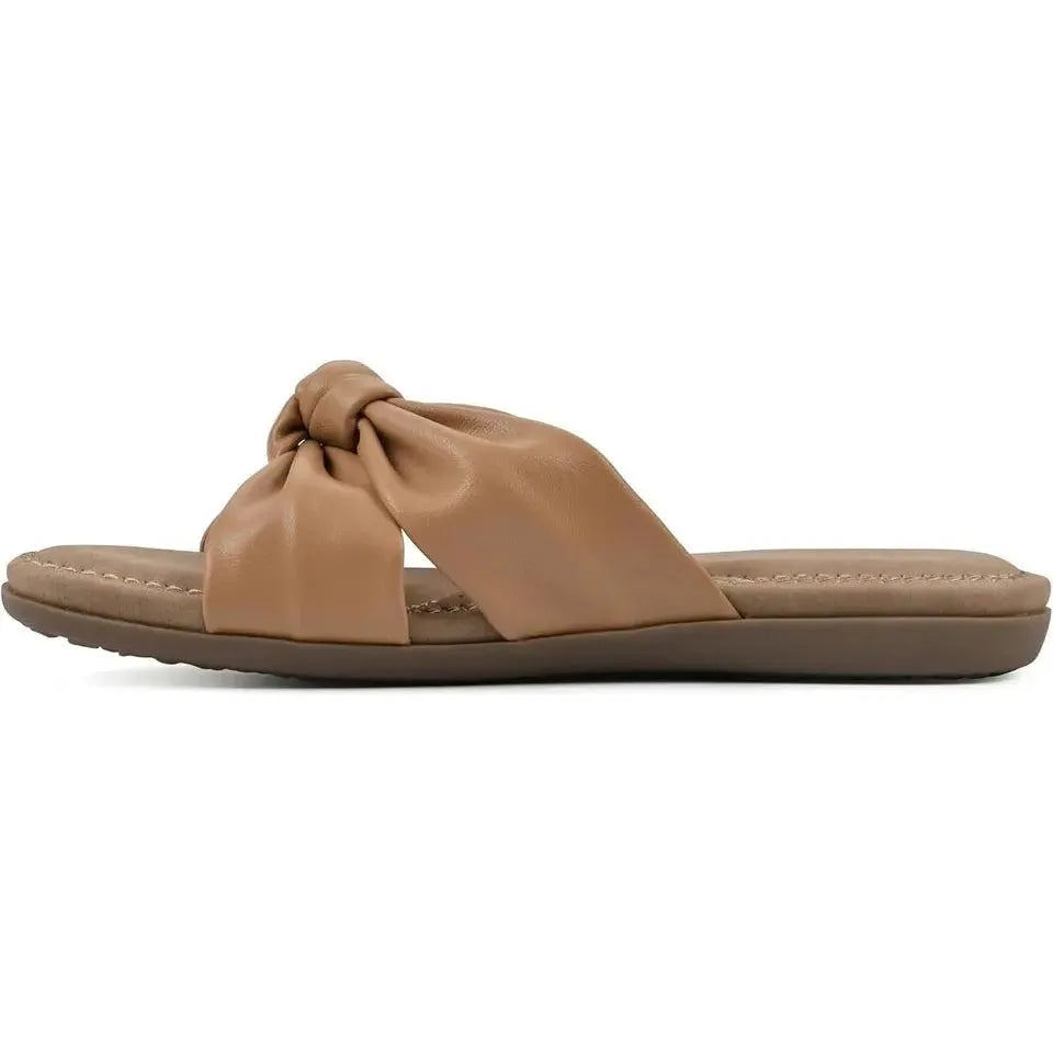 Cliffs By White Mountain Women's Favorite Knotted Slide Sandal 11M, Smooth Tan Cliffs by White Mountain