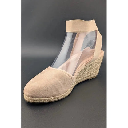 Dream Pairs Size 8 Women Espadrille Wedge Sandals Elastic Ankle Strap Closed Toe SoleComfort.shoes