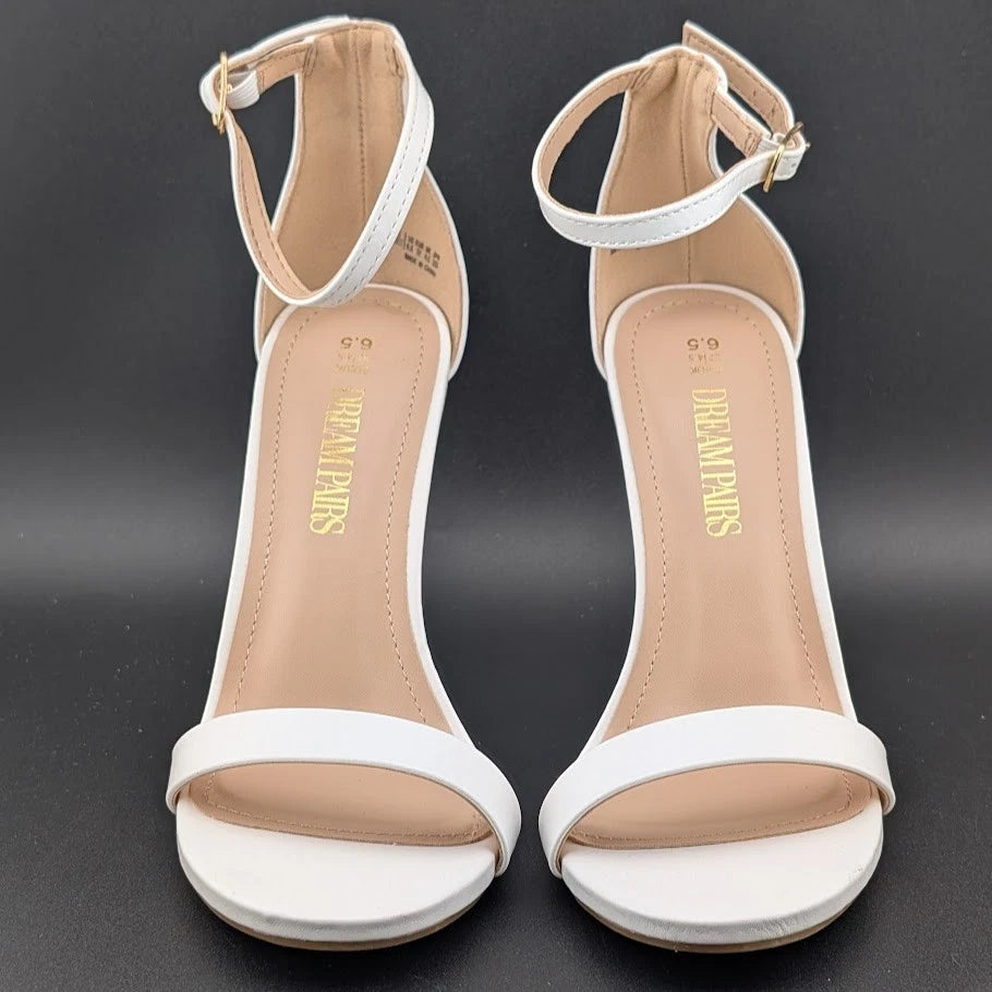 Womens Sz 6.5 High Heels Flower Ankle Strap Stiletto Round Open Toe Sexy Sandals SoleComfort.shoes