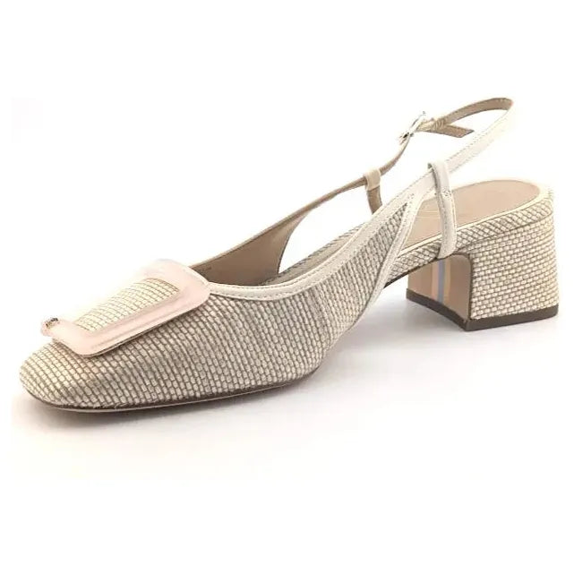 Sam Edelman Size 8.5 M Beige Natural Weave Tracie Block Heel Slingback Pump Shoe Sam Edelman