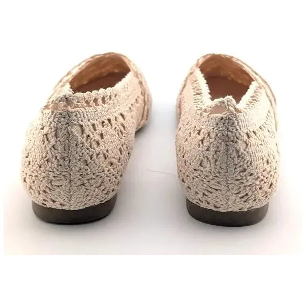 Fever Sole Women's Ivory Crochet Lace Ballet Flats Size 8.5 M Round Toe Shoes Fever Sole