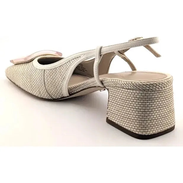 Sam Edelman Size 8.5 M Beige Natural Weave Tracie Block Heel Slingback Pump Shoe Sam Edelman