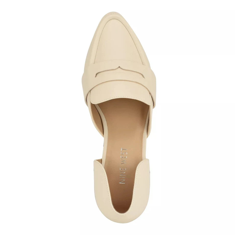 Nine West Faux Leather Ginta3 Penny D'Orsay Ivory Flats Women’s Size 9 New