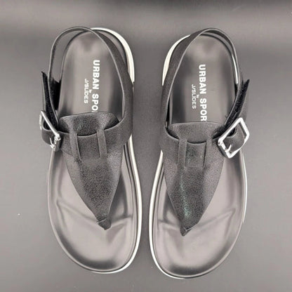 Urban Sport by J/Slides Freya Wos Size 6.5 Sporty Sandals Footbed Black Metallic SoleComfort.shoes