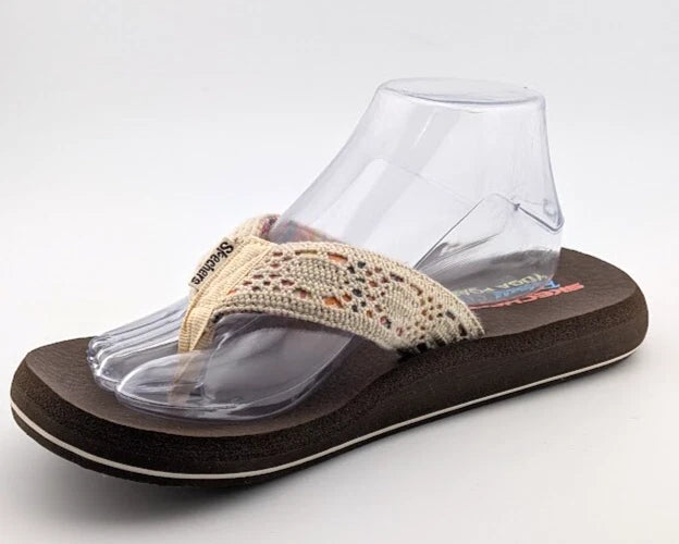 LOT of 2*NEW Skechers Womens Yoga Foam Brown Flip Flop & Blue Cali Sandal Size 9