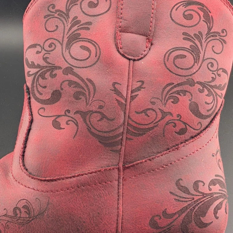 Roper Size 10 Short Stuff Embroidery Snip Toe Cowboy Booties Womens Casual Boot SoleComfort.shoes