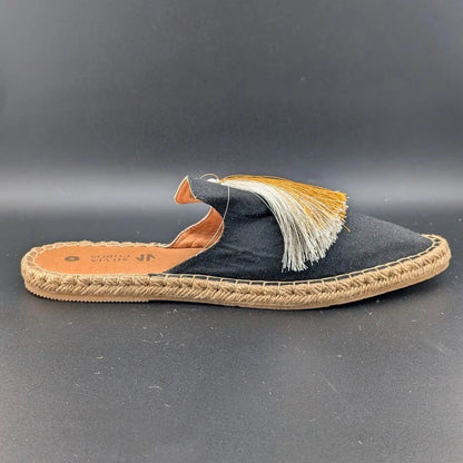 *NEW* Silvia Cobos Size 9 Womens Slip On Tassel Espadrilles Black Canvas S solecomfort.shoes ( SoleComfort.shoes