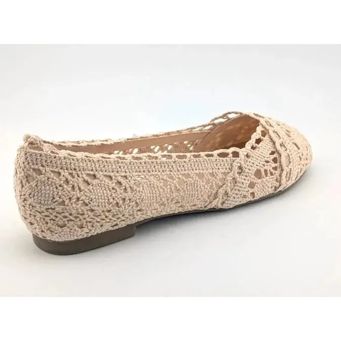 Fever Sole Women's Ivory Crochet Lace Ballet Flats Size 8.5 M Round Toe Shoes Fever Sole