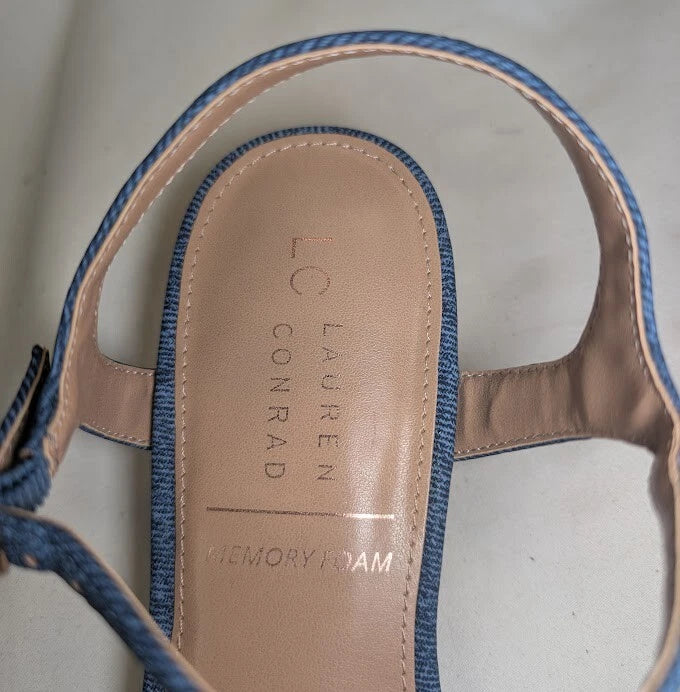 LC Lauren Conrad Obsidian Denim Blue Women's Slide Sandals - Size 8.5 NWB
