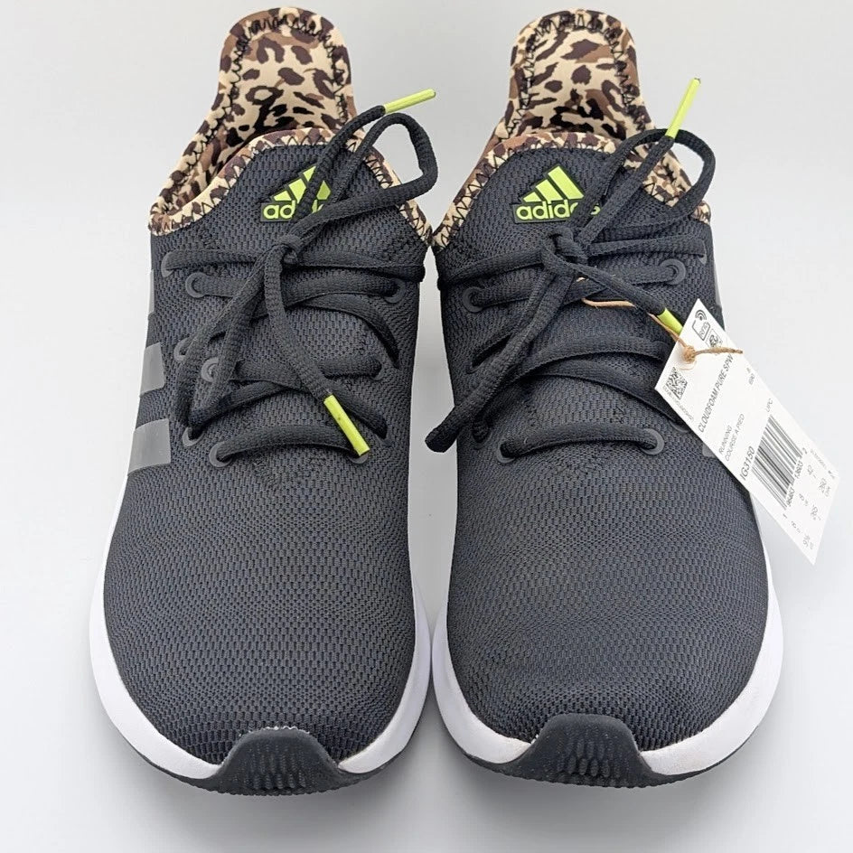 adidas Cloudfoam Pure SPW Sneaker Shoes 9.5 Core Black Pulse Lime IG3150 SoleComfort.shoes