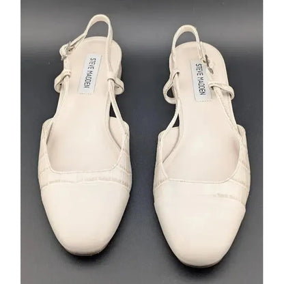 Pre-owned Steve Madden Size 7.5 Womens Belinda Toe Cap Flat Dressy Slingbacks Shoes - SoleComfort.shoes