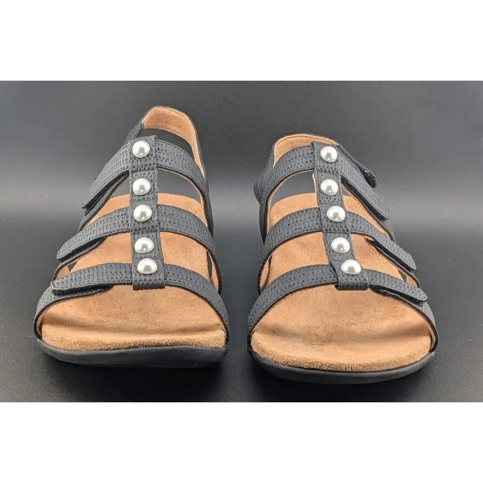 Vionic sandals Vionic Women's Size 10W Amber Pearl Black Woven Faux Leather Slide Sandals Vionic