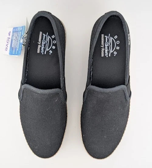 SKECHERS WOMEN'S Size 7 FLEXPADRILLE LO BALLET FLAT BLACK Espadrille 114020