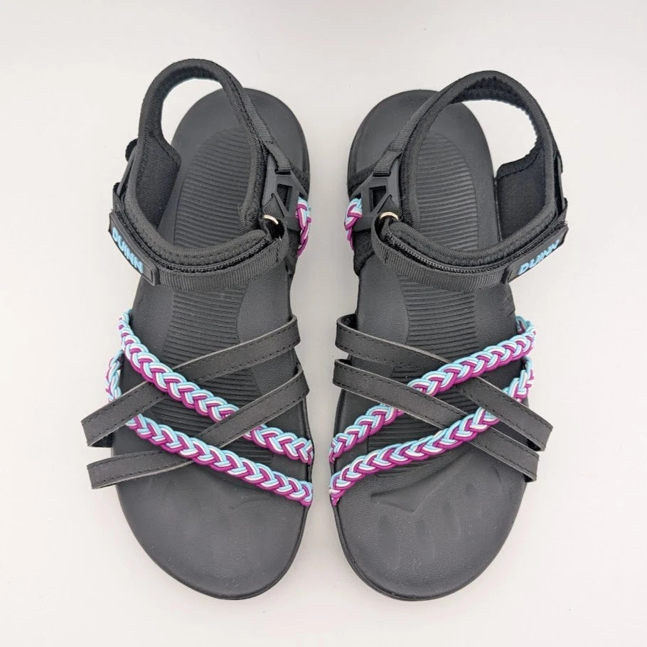 DUINN Size 38 (US 7-7.5) Wos Hiking Sport Walk Sandal Adjustable Straps Black SoleComfort.shoes