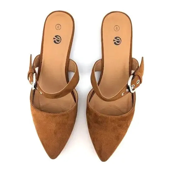 Pre-owned Rekayla Women’s Size 8 Mules, Closed Pointed Toe, Backless Loafer Shoe, Brown SoleComfort.shoes