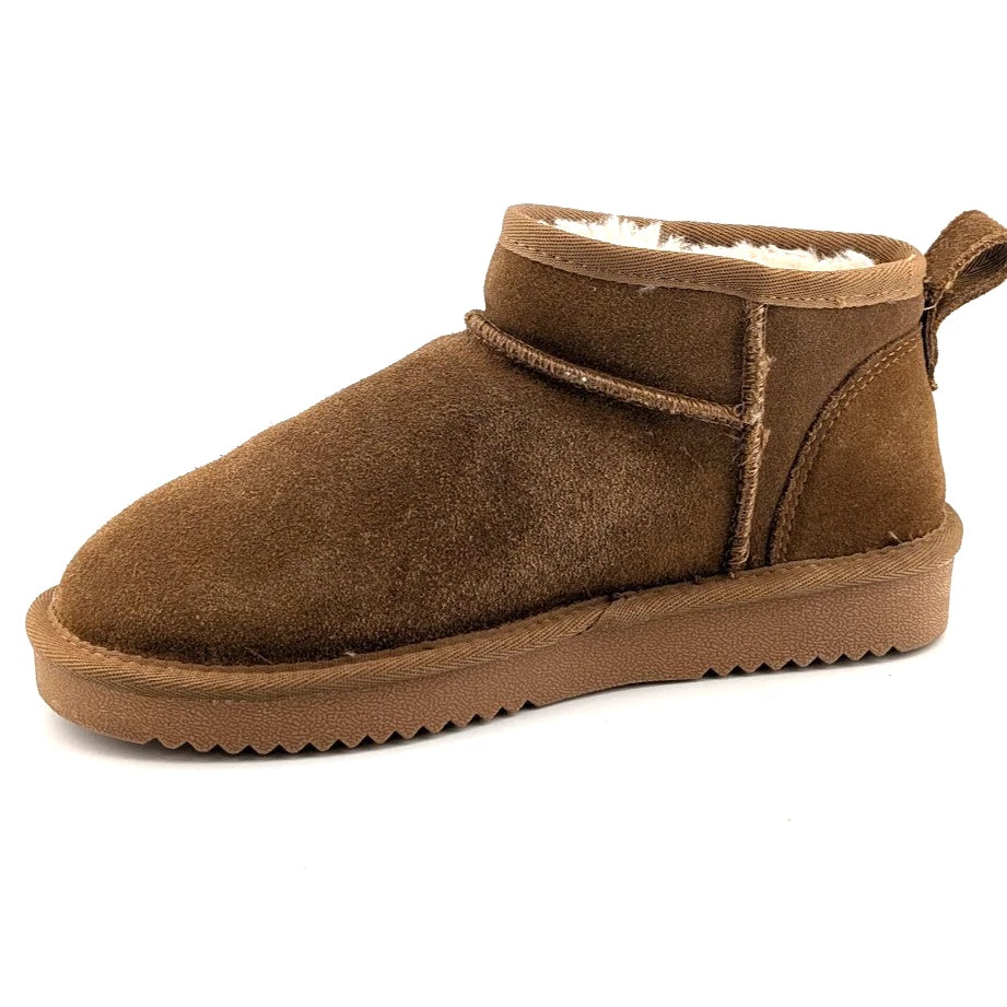 Women Size 6 Chestnut Faux Suede Booties w/ Faux Fur Lining Slip-on Boots SoleComfort.shoes