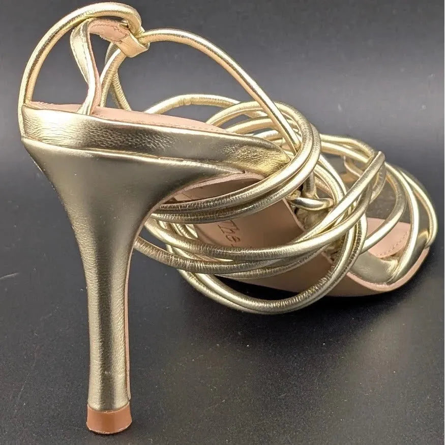 The Drop Women's Size 6.5 Gold Archie Lace-Up Gladiator Strappy Heeled Sandal The Drop