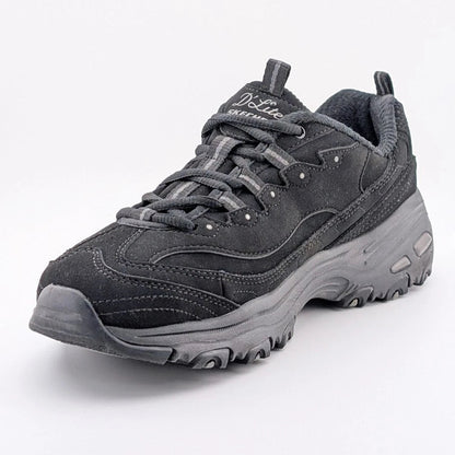 Skechers Womens Size 9.5W D'Lites Play On Black Lace-Up Oxford Sneaker 11949BBK Skechers