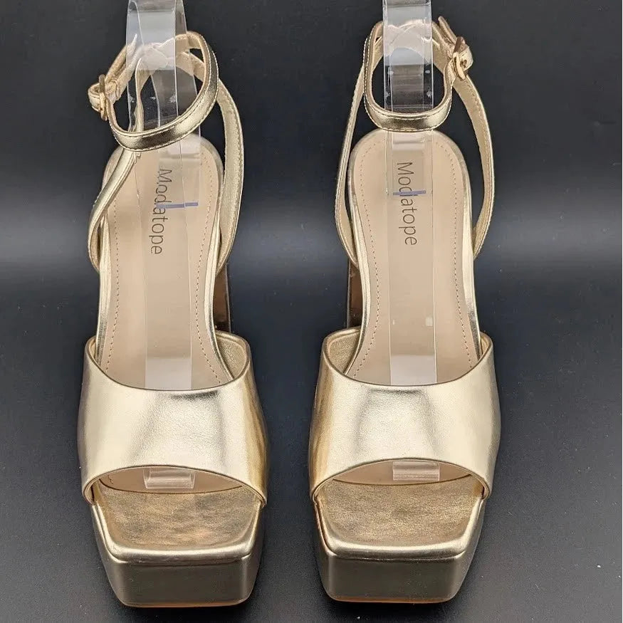 NEW Women's Modatope Platform Heels Sandals Size 6.5 Chunky Heels Open SquareToe SoleComfort.shoes