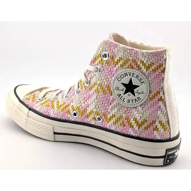Converse Chuck Taylor All-Star Lift Platform | Women's Size 8, Men's 6 | Pink White Yellow Weave Converse