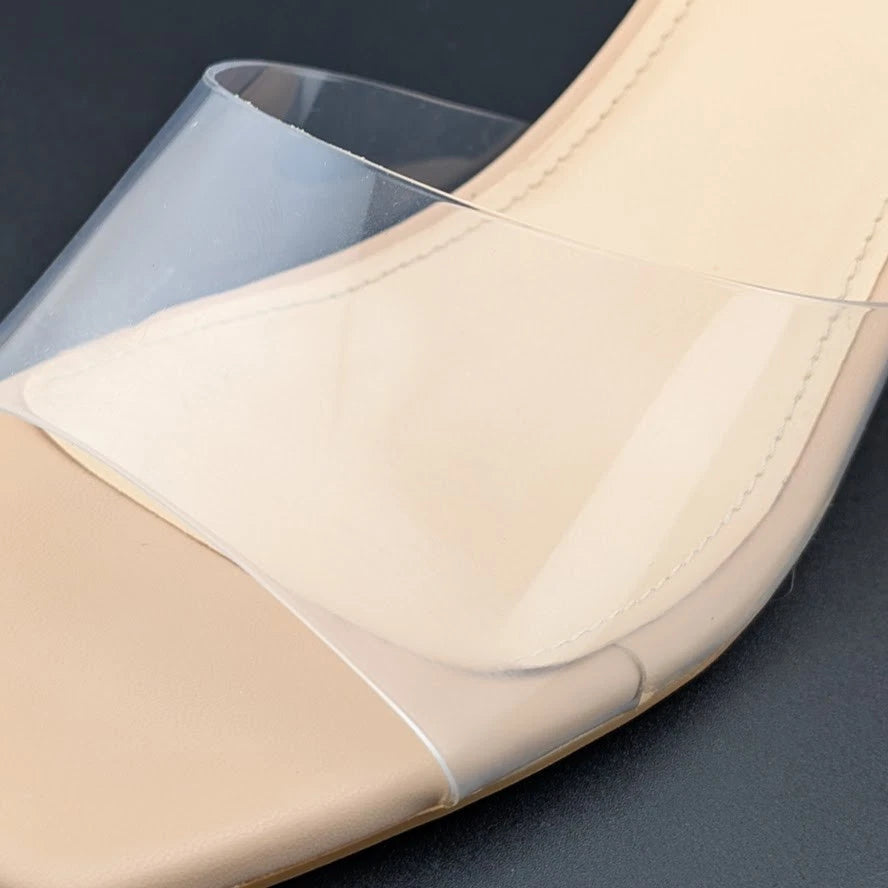Women Size 7.5 Square Open Toe Low Kitten Heel Sandals Slip On Mule Slide SoleComfort.shoes