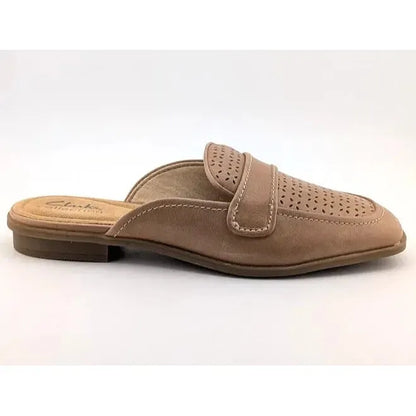 Clarks Collection Size 6 Wide Perforated Leather Mules Lyrical Rose Warm Beige Clarks