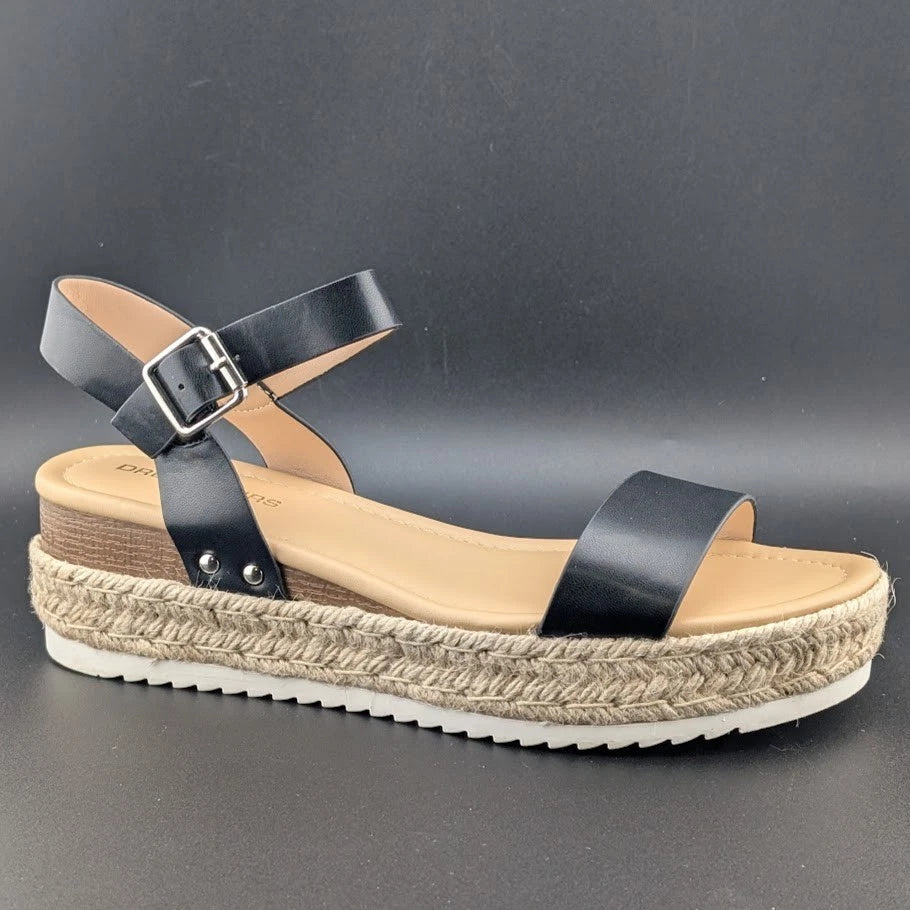 Womens Size 9.5 Dream Pairs 1-Strap Espadrille Ankle Strap Platform Sandal Black SoleComfort.shoes