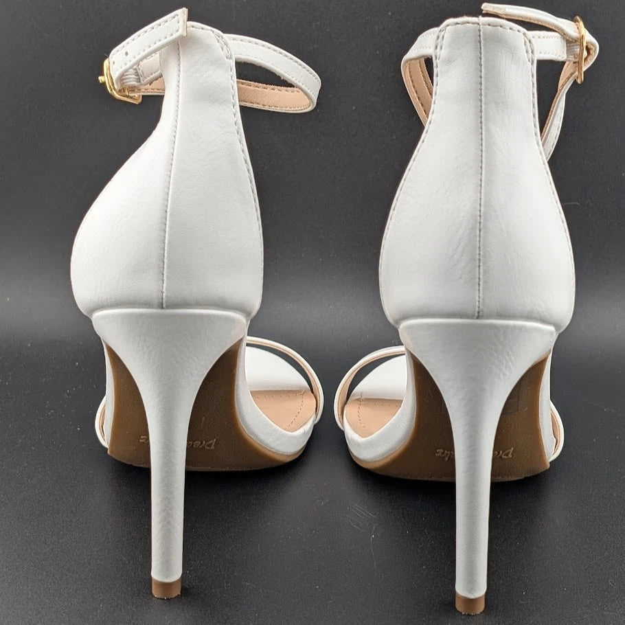 Womens Sz 6.5 High Heels Flower Ankle Strap Stiletto Round Open Toe Sexy Sandals SoleComfort.shoes