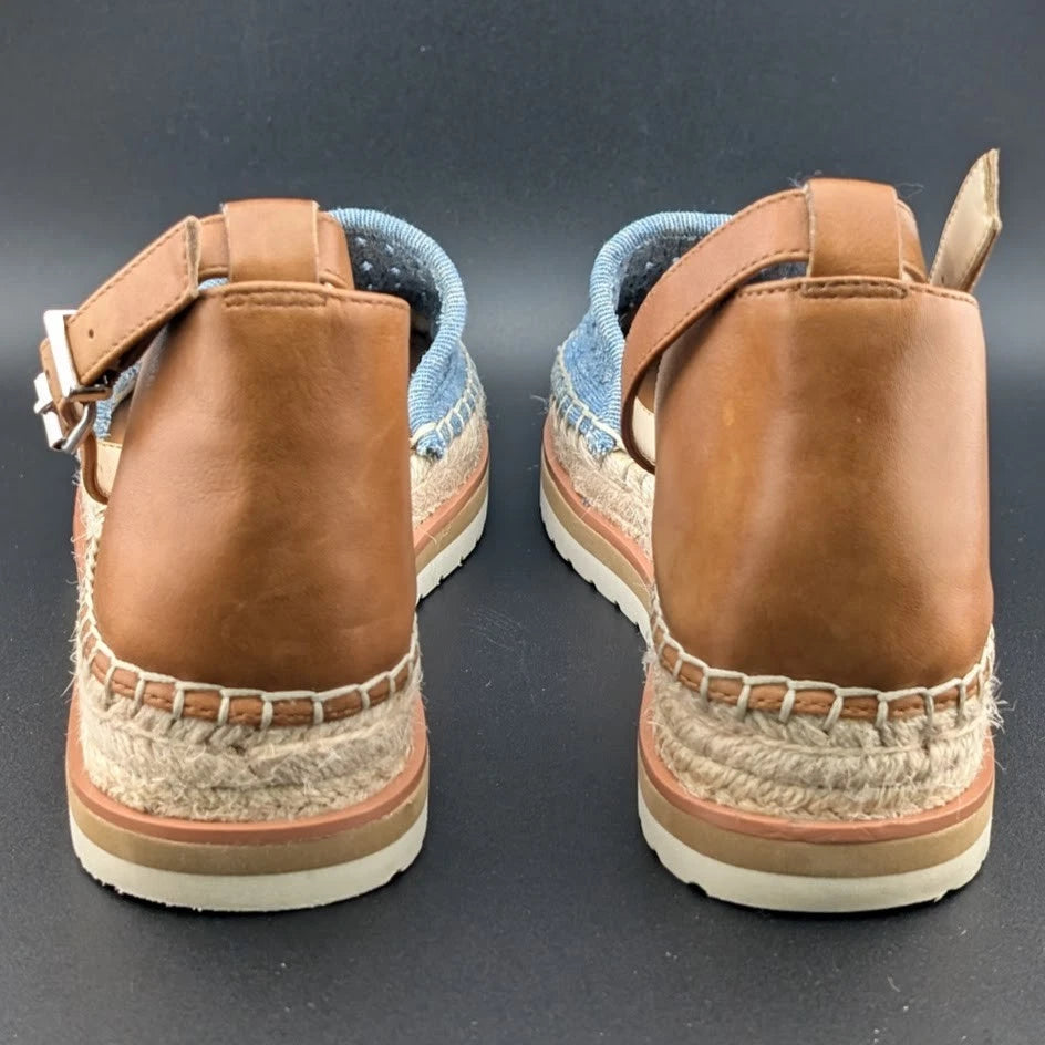 Vince Camuto Size 9.5 Women's Blue Espadrille Sandals w/ Ankle Strap Closed Toe SoleComfort.shoes