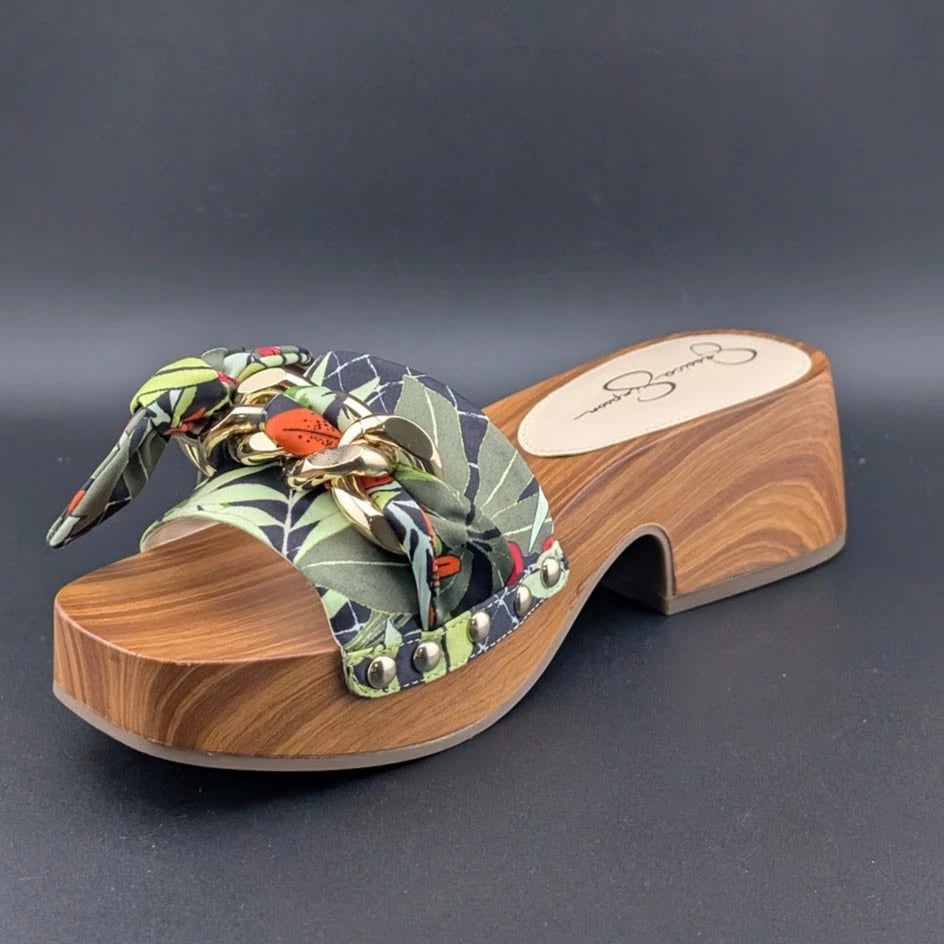 JESSICA SIMPSON Size 7 Resima Multicolor Lily of Jungle Slip On Platform Sandals SoleComfort.shoes