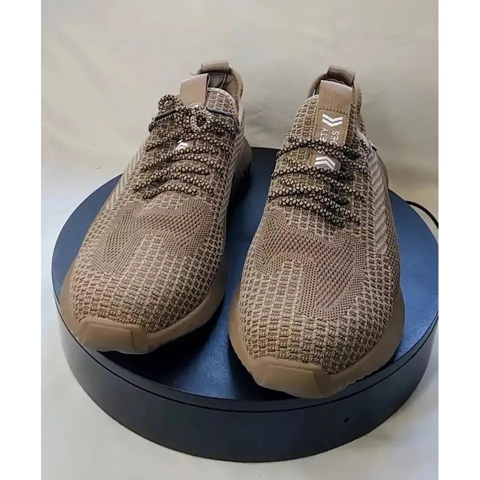 Steel Toe Work Shoes Mens Size 10 Tan Beige Lightweight Breathable Industrial ox Unbranded