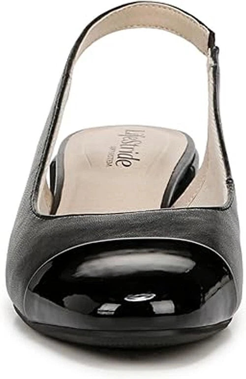 LifeStride Womens Becoming Toe Cap Slingback Heels Shoes Sizes 7, 8, 8.5