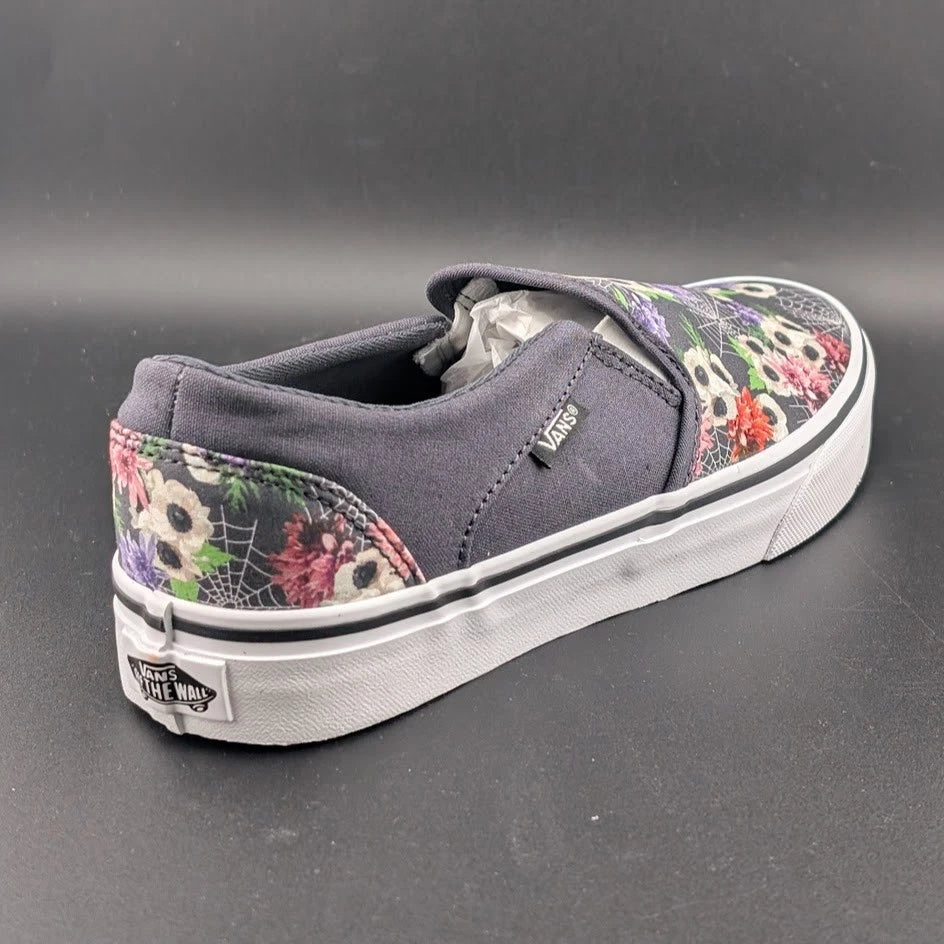Vans Women's Size 9 Asher Floral Web Nine Iron Slip-On Shoes - Textile SoleComfort.shoes