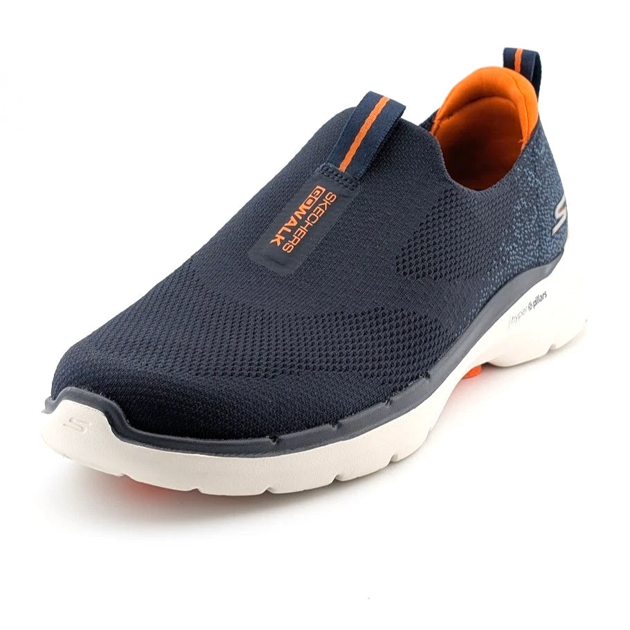 Skechers Men's Size 7 Go Walk 6 Navy-Orange Comfort Slip-On Shoe Sneaker 216202N Skechers
