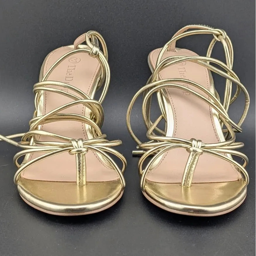 The Drop Women's Size 6.5 Gold Archie Lace-Up Gladiator Strappy Heeled Sandal The Drop