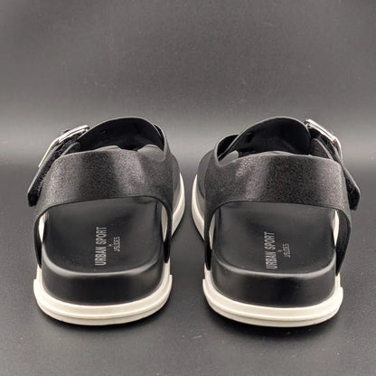 Urban Sport by J/Slides Freya Wos Size 6.5 Sporty Sandals Footbed Black Metallic SoleComfort.shoes