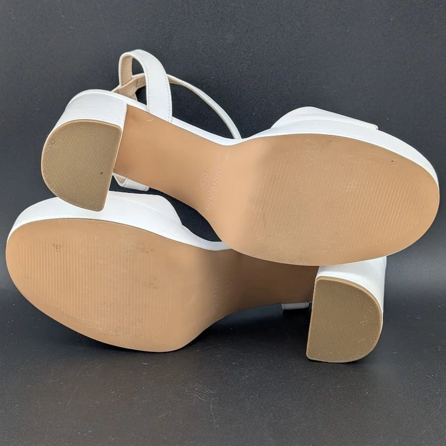 Dream Pairs Women Sz 9.5 White Platform Chunky Heels Pumps College Style Party Wedding Dream Pairs