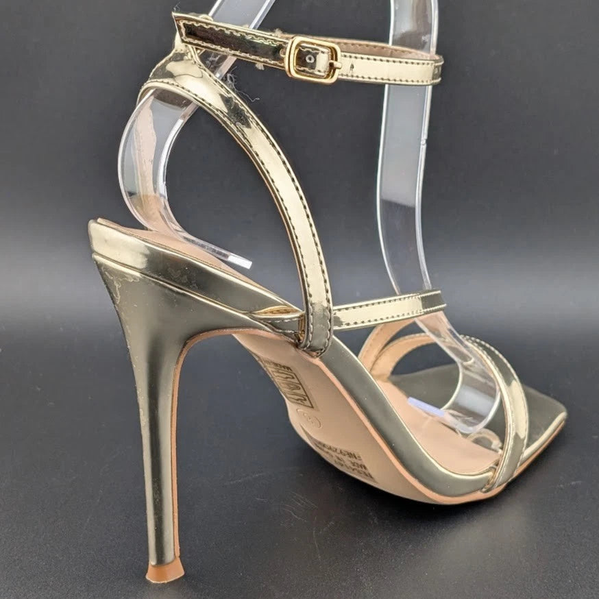 Women Sz 8 High Stiletto Heels Square Open Toe Sandal Ankle Strap Sexy Elisabet Tang SoleComfort.shoes