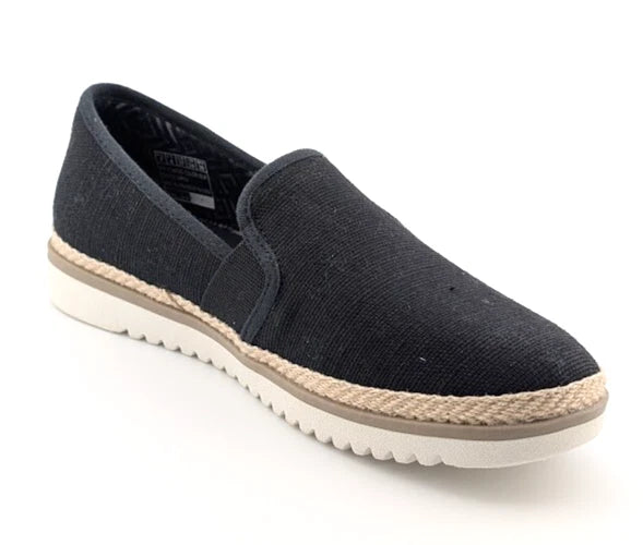 SKECHERS WOMEN'S Size 7 FLEXPADRILLE LO BALLET FLAT BLACK Espadrille 114020