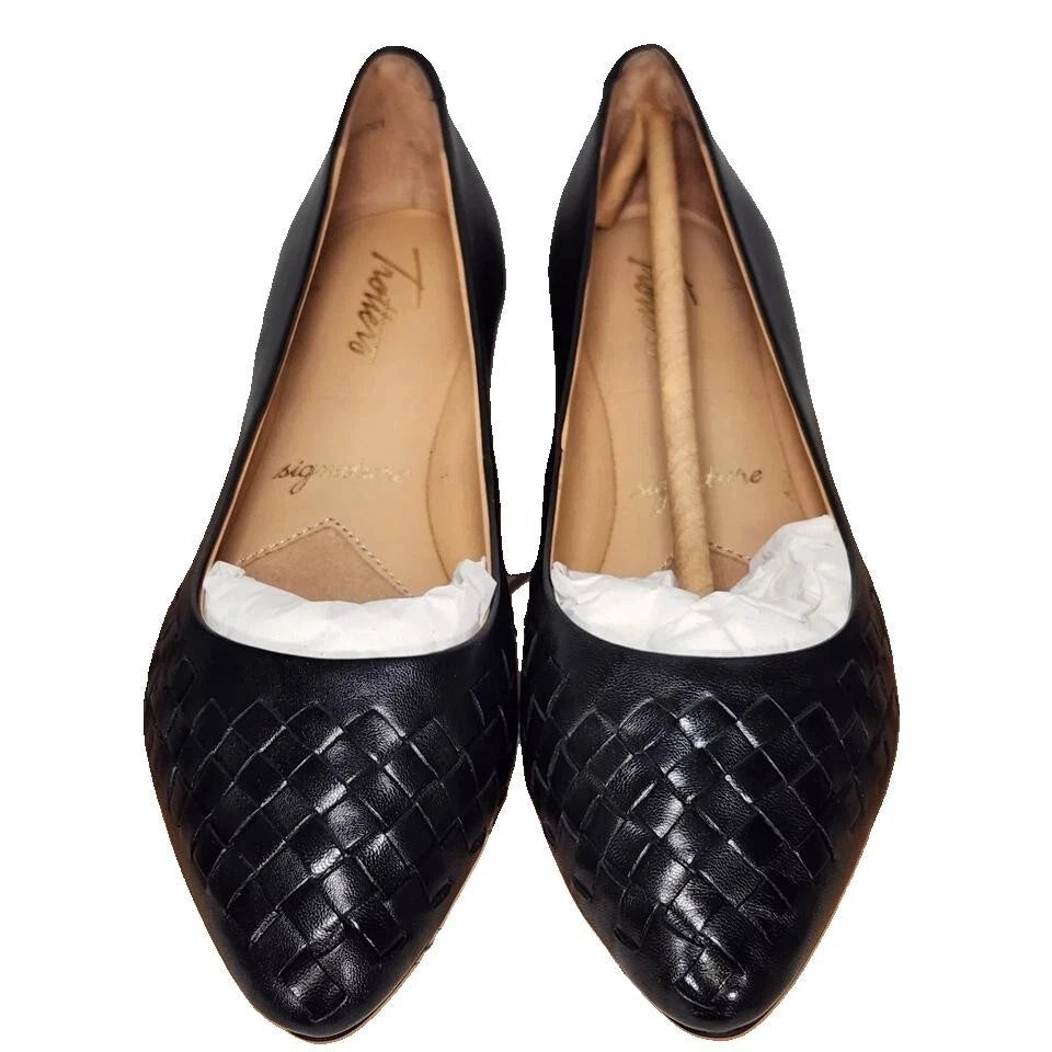 Trotters Estee Woven Leather Ballet Flat Loafer | Black US Women's Size 8M