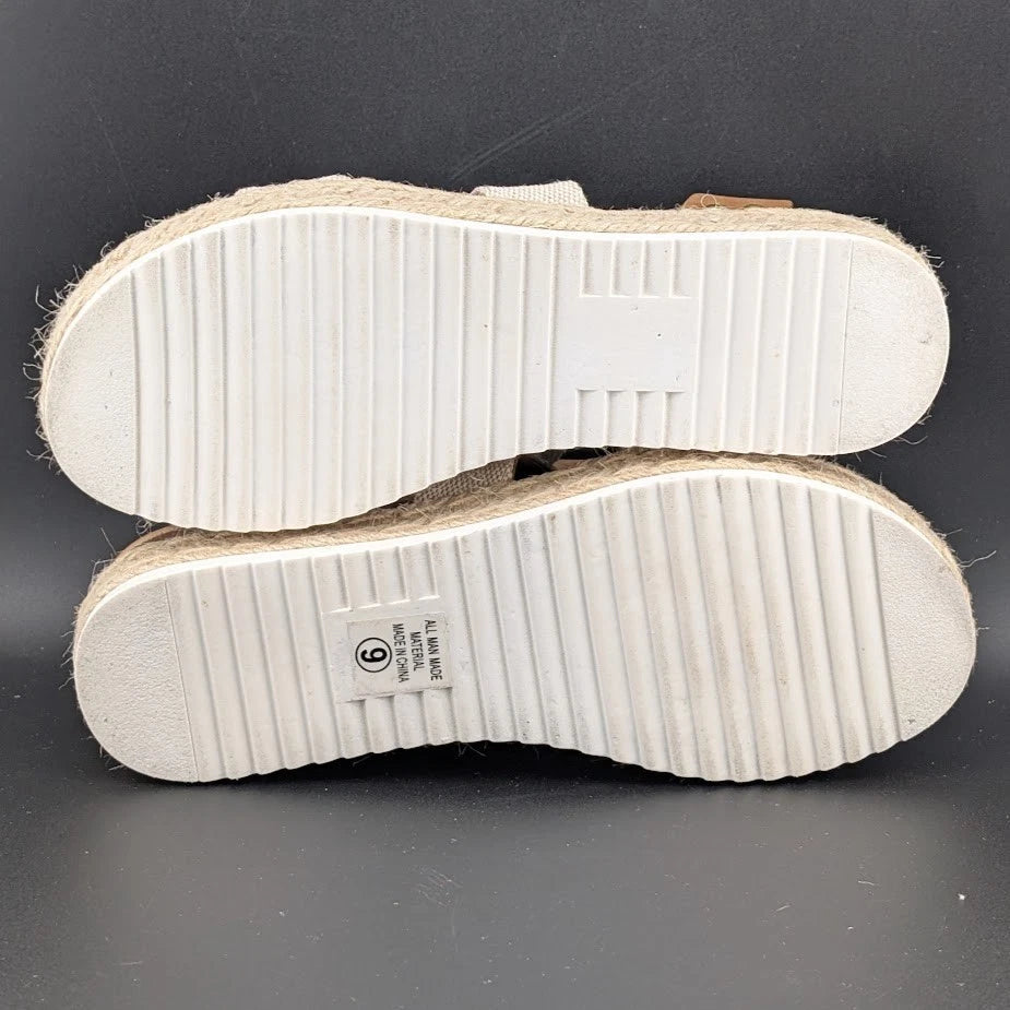Women's Size 10 Soda Bryce Espadrille Ankle Strap Platform Sandal Light Brown SoleComfort.shoes
