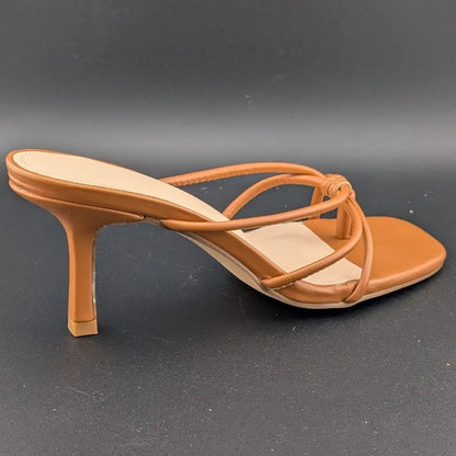 Women's Open Toe Stiletto Mules, Strappy Slingback Flip Flops Sandals SoleComfort.shoes