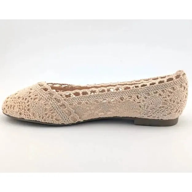 Fever Sole Women's Ivory Crochet Lace Ballet Flats Size 8.5 M Round Toe Shoes Fever Sole