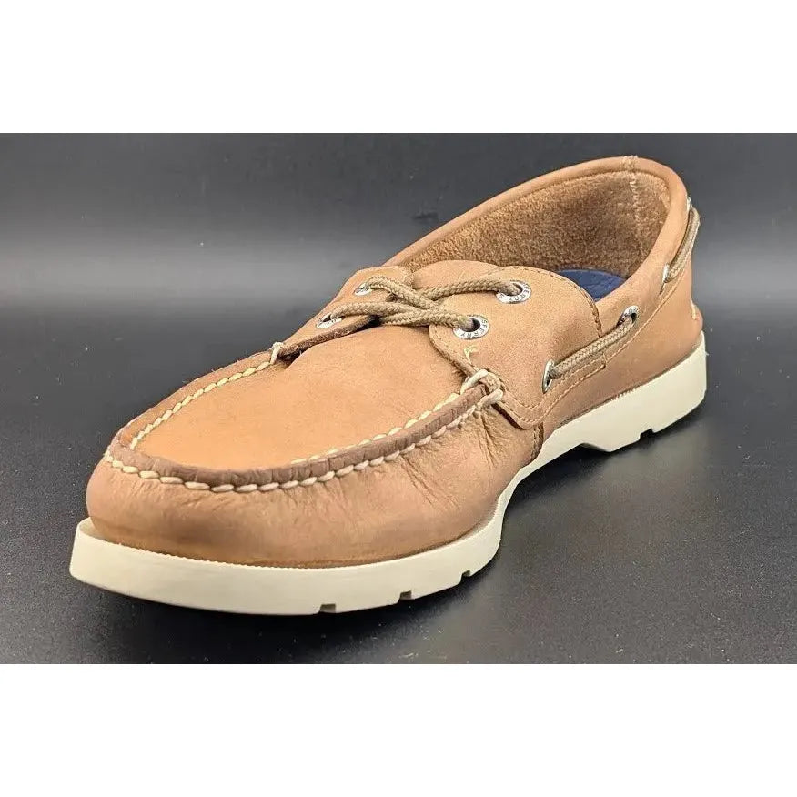 Sperry Top Sider Size 8 Leeward, 2-Eye Boat Shoes, Sahara Tan Leather 0777894 SoleComfort.shoes